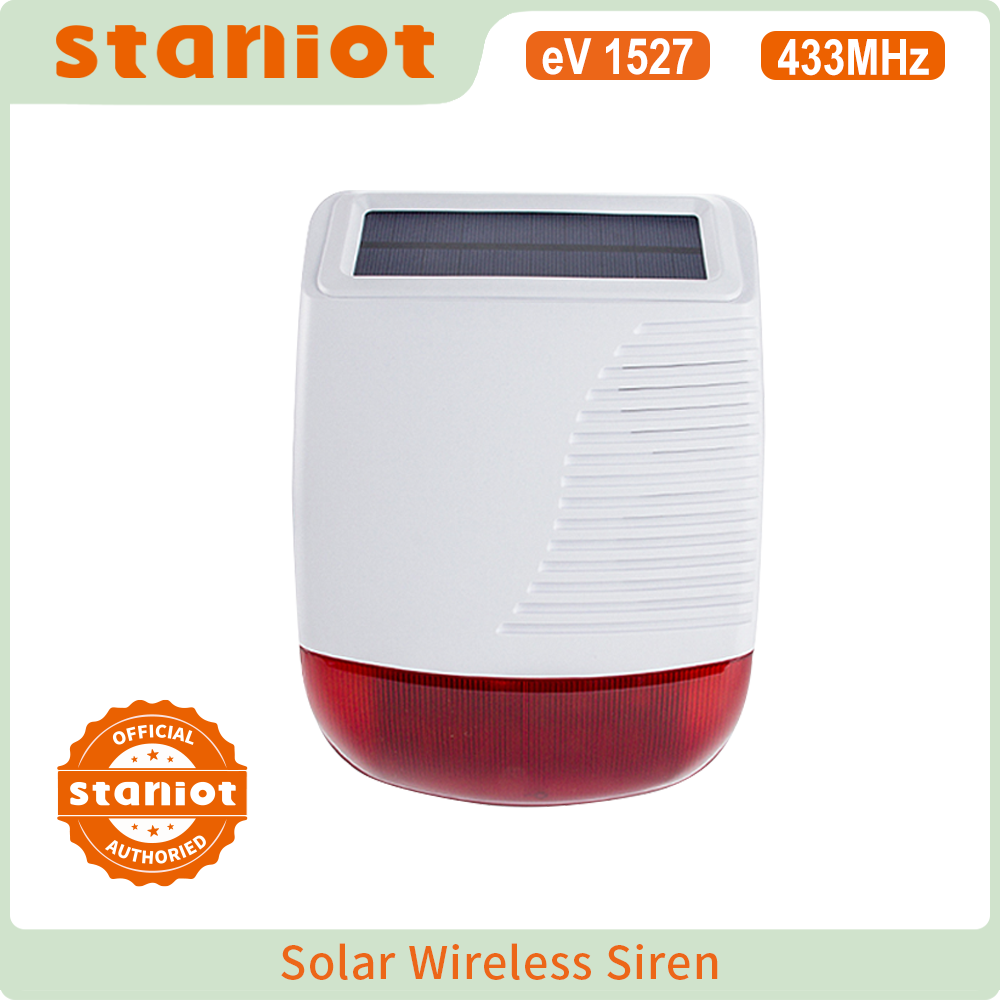 Home Security Equipment - Stanilot-ワイヤレス屋外ソーラーストロボ,433mhz,防水,ライト付きサイレン,フラッシュ,家庭用,バー,強力な警報システム