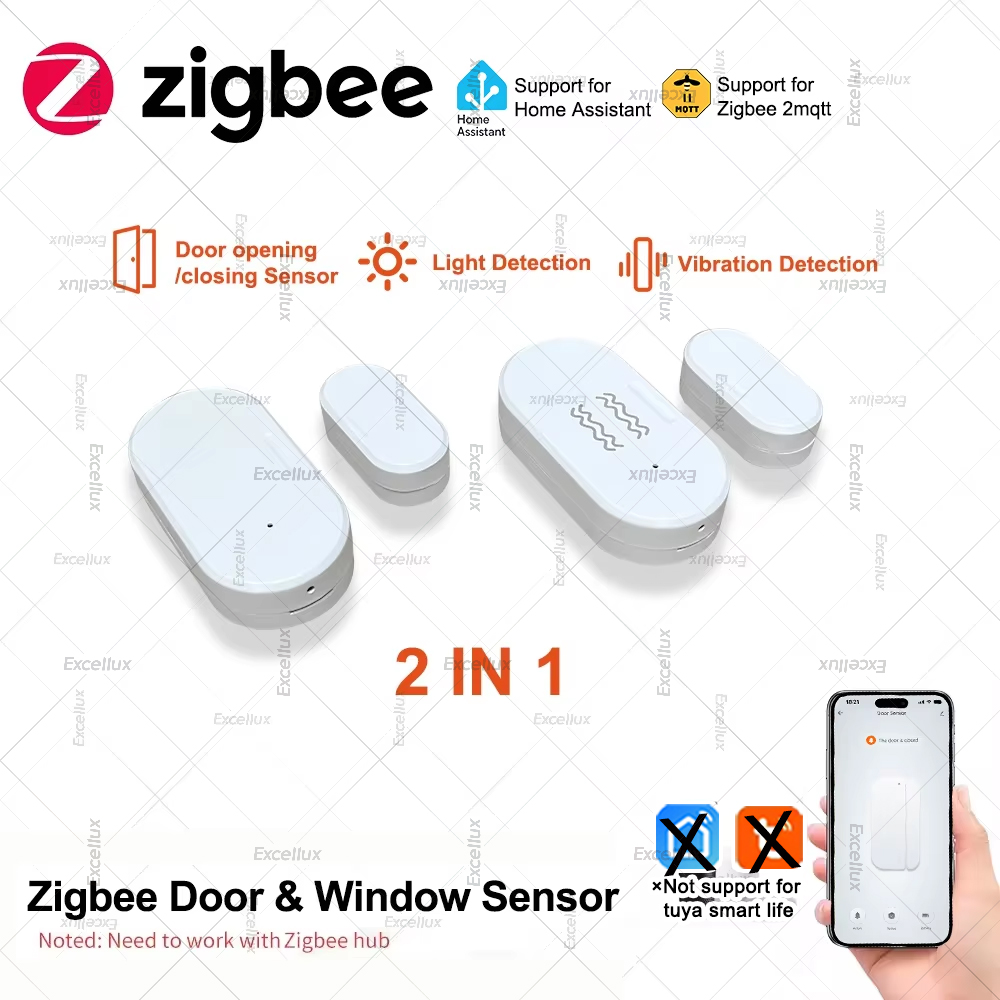 Home Security Tools - Zigbee 3.0 ドア窓センサー輝度/振動センサースマートホームセキュリティ保護警報ドア開閉検出器