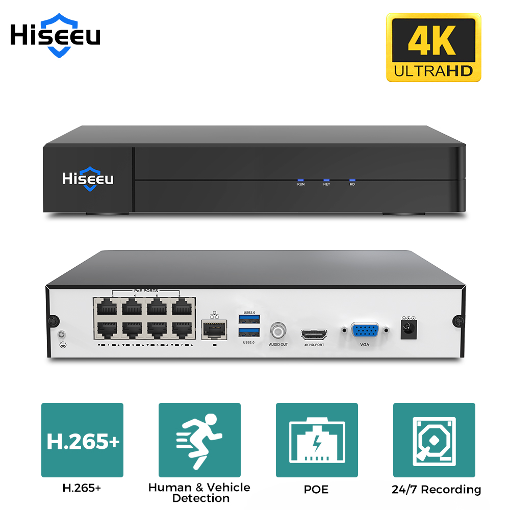 Home Security Cameras - Hiseeu 8CH 4K PoE NVRネットワークビデオレコーダー監視システム 8チャンネル