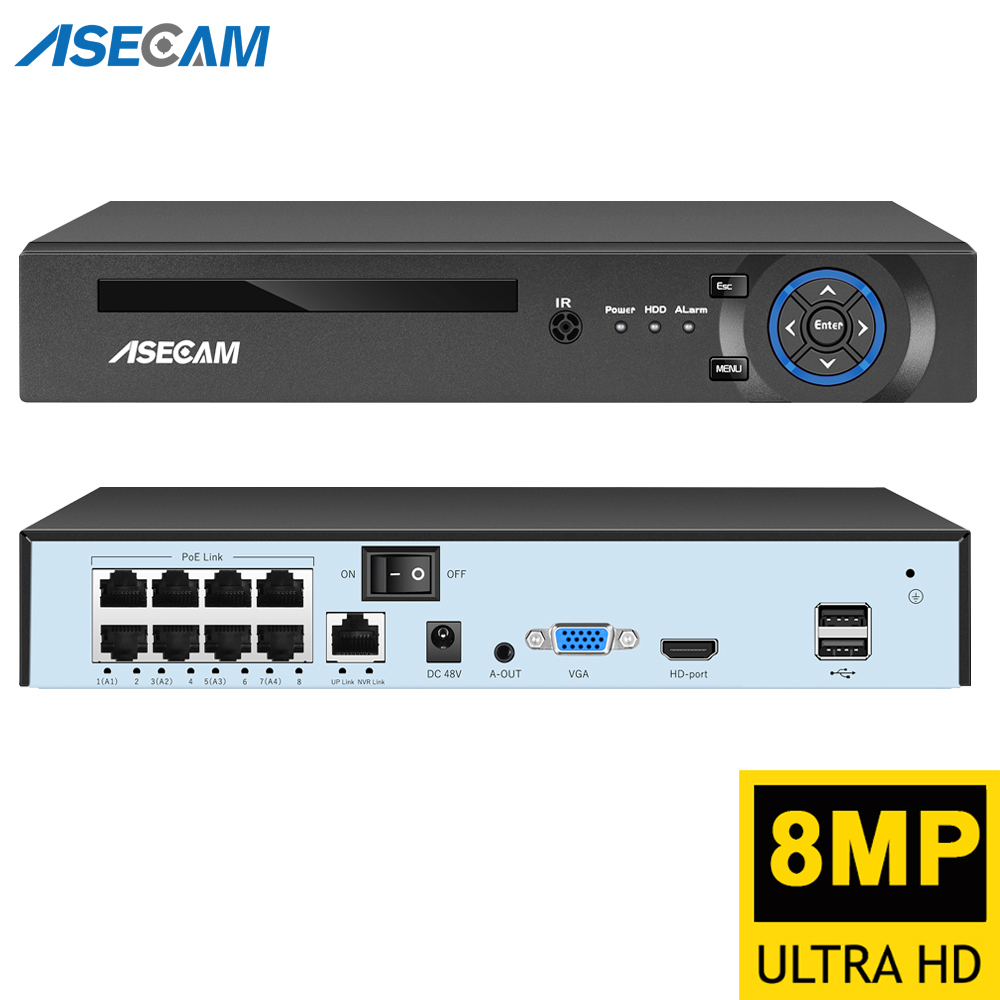 Home Security Cameras - スーパー8MP POE NVRビデオレコーダー 音声IPカメラ H.265 CCTVシステム