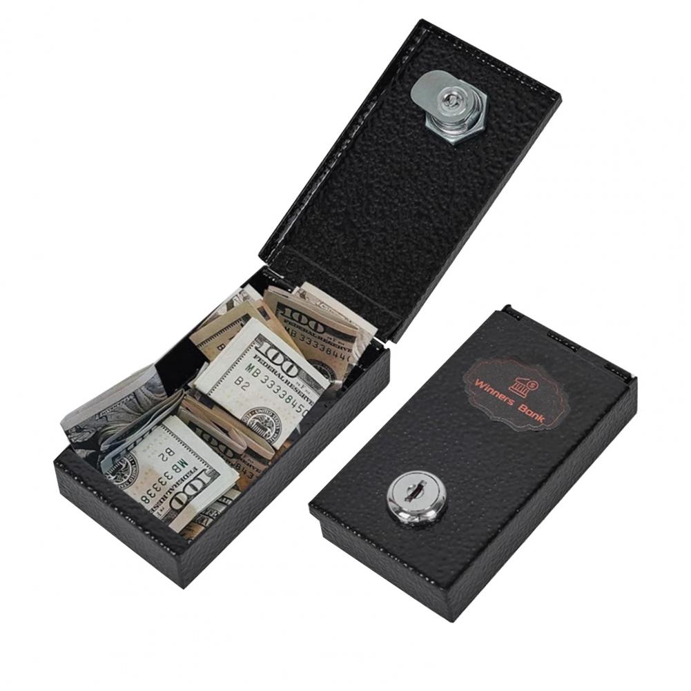 Home Security Key Box - 金属製キャッシュボックス ポータブルメタルセーフ キーロック付き ポケットサイズのキャッシュボックス ギャンブラーの勝者向け銀行 安全な家庭用お金保管用
