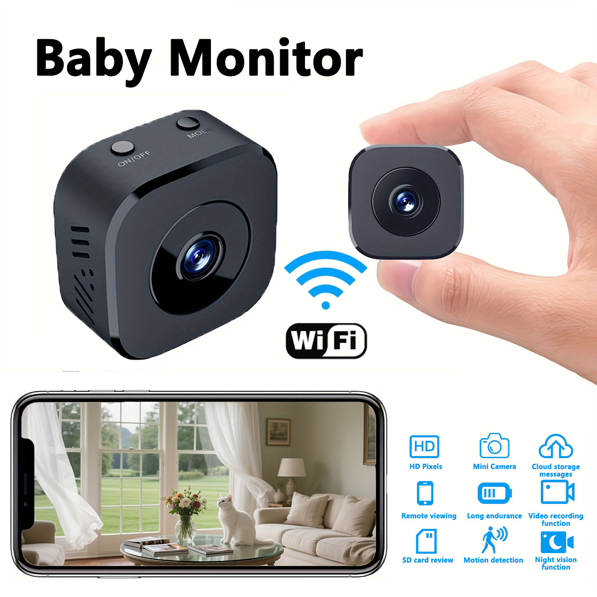 Home Security Cameras - 1080P HD ミニ WiFi カメラ屋内安全セキュリティ監視ベビーモニターナイトビジョンビデオカメラ IP