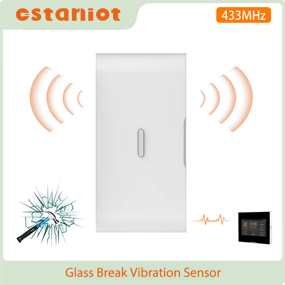 Home Security Tools - Staniot 433MHz EV1527 ワイヤレス振動ガラス破損センサー 室内高感度 ドア/窓用