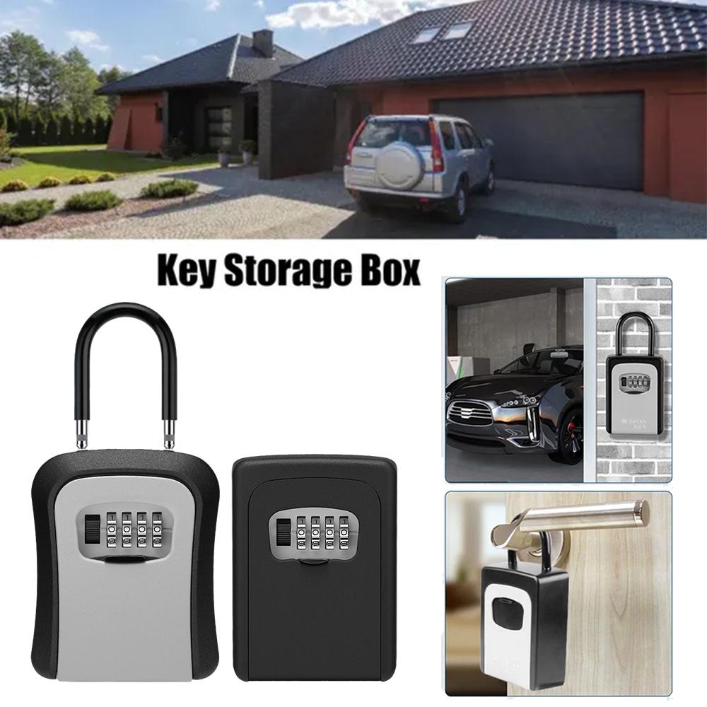 Home Security Key Box - 壁掛けキー収納ボックスポータブルキーロックボックス4桁コンビネーションセキュリティロックボックスリセット可能なコード金庫ロックボックス家庭用