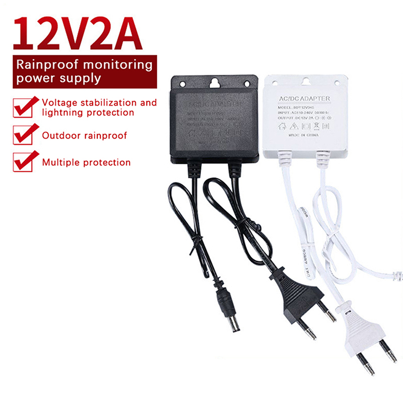 Home Security Cameras - 1 個防水 EU/米国プラグ電源アダプタ 12V 2A CCTV