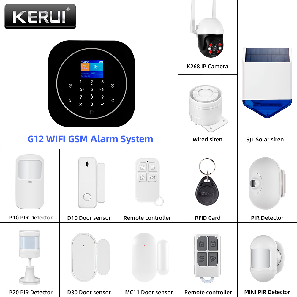 KERUI G12 2G Wifi ワイヤレスホーム警報シス - Home Security System Installation のレビューと価格
