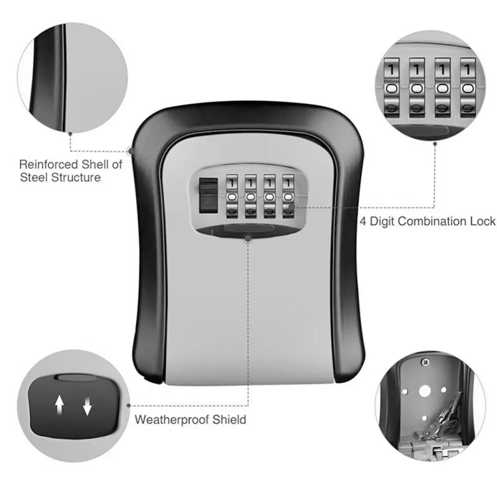 壁掛けキーロックボックス 4桁パスワードコードセキュリティロ - Home Security Key Box のレビューと価格
