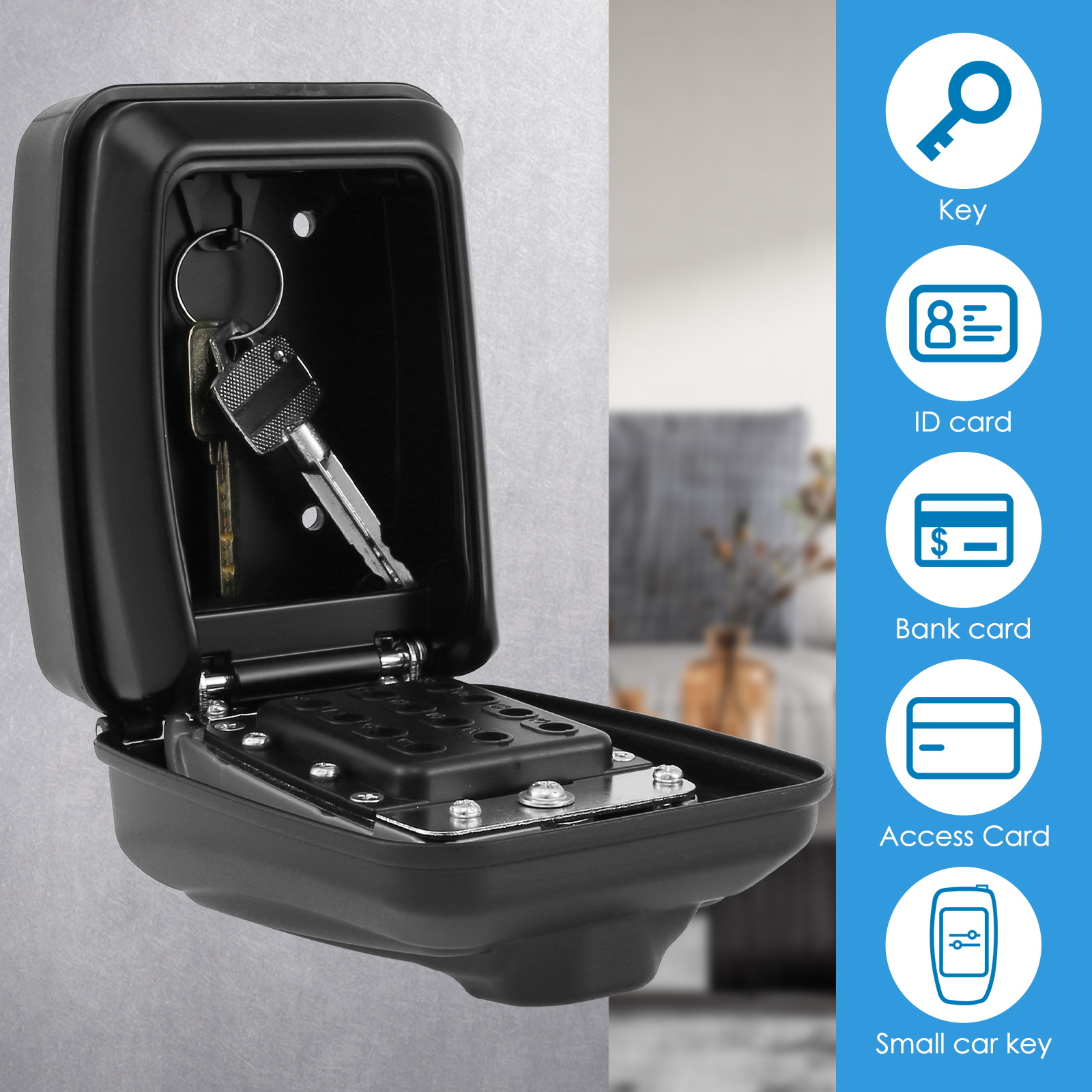 キーロックボックス 壁掛け秘密コード セキュリティキー金庫  - Home Security Key Box のレビューと価格
