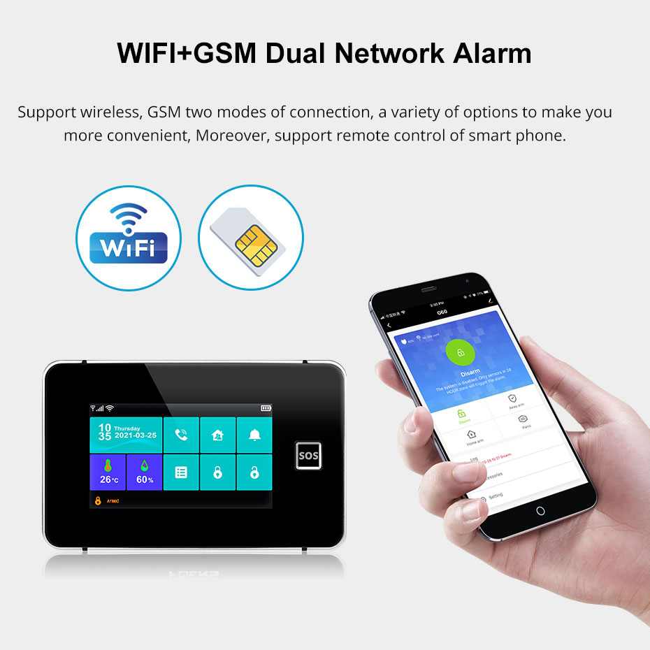 KERUI G60B WIFI GSM 警報システム 4.3 - Home Security Equipment のレビューと価格