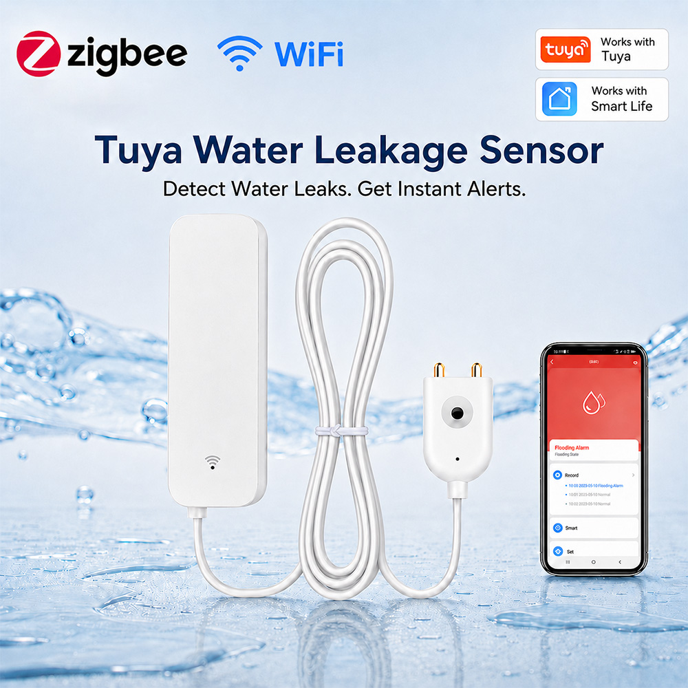ZigBee WiFi 水漏れセンサー 洪水漏水警報器 Tu - Home Security Tools のレビューと価格