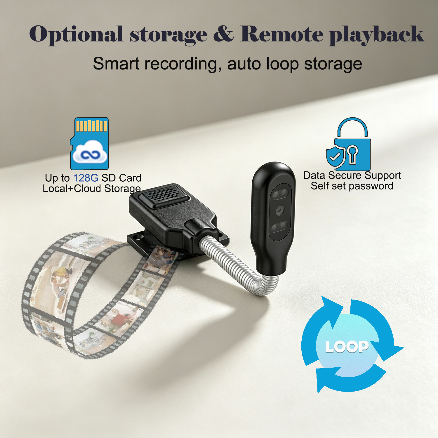 フレキシブルグースネック型ベビーペットモニターカメラ、設置不 - Home Security Indoor Cameras のレビューと価格