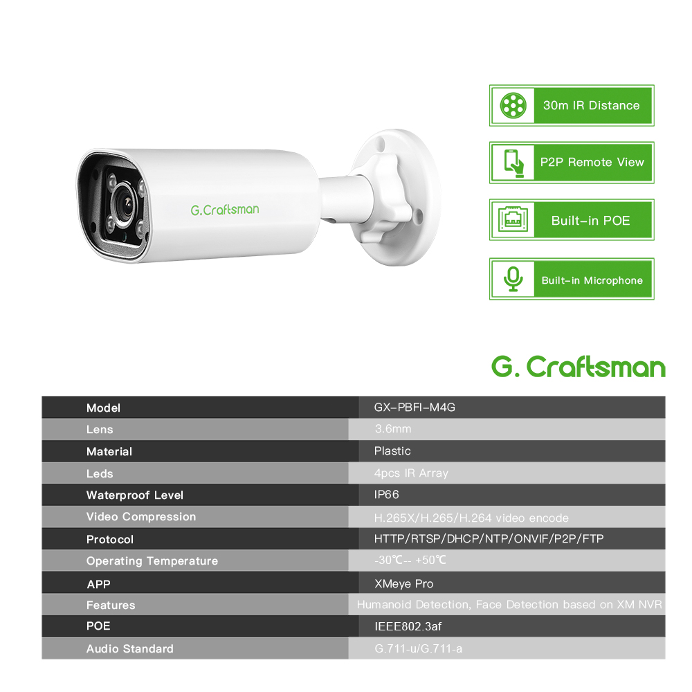 C GC PB 4MP POE IPカメラ、内蔵マイク、モー - Home Security Cameras のレビューと価格