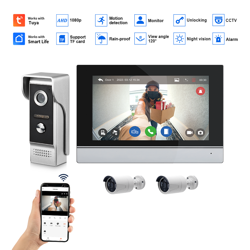 7インチIPSスクリーン、2MP、Tuyaリモートコントロー - Home Security Indoor Cameras のレビューと価格
